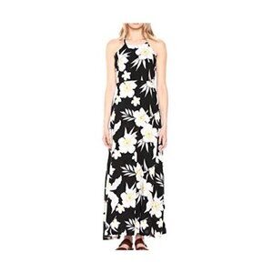 28 Palms Dress Black Hawaiian Tropical Floral Maxi